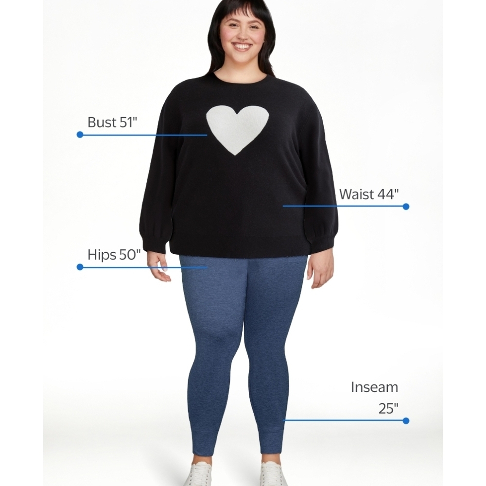 Terra & Sky Black Sweater with White Heart Design - Picture 3 of 4